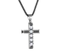 CARICY Men's Cross Necklace 316L Titanium Steel Christ Pendant Chain Jewelry Cross Necklace for Men, Stainless Steel, Cubic Zirconia