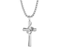 CARICY Men's Cross Necklace 316L Titanium Steel Christ Pendant Chain Jewelry Cross Necklace for Men, Stainless Steel, Cubic Zirconia