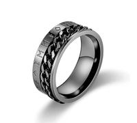 CARICY Mens Fidget Rings Anxiety Rings for Men Womens Chain Fidget Spinner Rings Jewelty Titanium Steel Ring, Stainless Steel, Cubic Zirconia