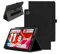 carinacoco Case for Ainmel A6H-A/Ainmel Tablet 11 inch, Full Coverage Premium Leather Folio Folding Stand Anti-Drop Tablet Protective Cover, with Pencil Holder and Wrist Strap Tablet Cover, Black