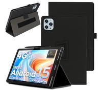 carinacoco Case for DOOGEE Tab G6 11 inch, Full Coverage Premium Leather Folio Folding Stand Anti-Drop Tablet Protective Cover, with Pencil Holder and Wrist Strap Tablet Cover, Black