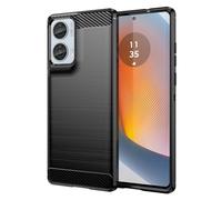 carinacoco Case for Motorola Edge 50 Fusion 5G, Soft TPU Carbon Fiber Texture Shockproof Bumper Anti-Drop Rugged Cover, Ultra Slim Anti-Scratch Phone Case, Black