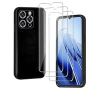 carinacoco Case for OUKITEL WP52 with 3 Tempered Glass Screen Protector, Soft Touch TPU Ultra-Thin Shockproof Bumper Anti-Scratch Rugged Phone Case, Black