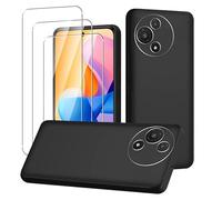 carinacoco Case for TCL 60 5G/TCL 60R with 3 Tempered Glass Screen Protector, Ultra-Thin Shockproof Bumper Anti-Scratch Rugged Soft Touch TPU Matte Phone Case, Black