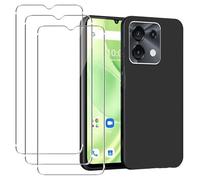 carinacoco Case for UMIDIGI G9 5G/G9C/G9T/G9A with 3 Tempered Glass Screen Protector, Ultra-Thin Shockproof Bumper Anti-Scratch Rugged Soft Touch TPU Matte Phone Case, Black