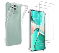 carinacoco Clear Case for Asus Zenfone 12 Ultra with 3 Tempered Glass Screen Protector, Ultra Slim Fit Soft TPU Corner Bumper Airbag Drop Protection Shockproof Anti-Scratch Phone Cover, Transparent