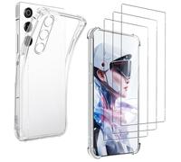 carinacoco Clear Case for REDMAGIC 10 Air with 3 Tempered Glass Screen Protector, Ultra Slim Fit Soft TPU Corner Bumper Airbag Drop Protection Shockproof Anti-Scratch Phone Cover, Transparent