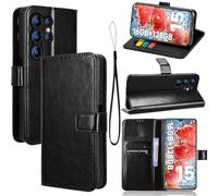 carinacoco Leather Case for Oukitel C1/C1 Pro, Inner Slim TPU + Premium Flip Folio Wallet Case, with [Card Slots] and [Stand Function], RFID Blocking, Magnetic Closure Shockproof Cover, Black