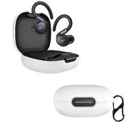 carinacoco Silicone Case for Anker Soundcore Sport X20 with Carabiner, Soft and Flexible, Ultra-Thin Shockproof Cover Slim-Fit Anti-Fall Earphone Case for Anker Soundcore Sport X20, White