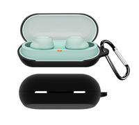 carinacoco Silicone Case for SONY WF-C500 with Carabiner, Soft and Flexible, Ultra-Thin Shockproof Cover Slim-Fit Anti-Fall Earphone Case for SONY WF-C500, Black