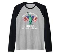 caring about other people is not political American Flag USA Raglan Baseball Tee