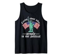 caring about other people is not political American Flag USA Tank Top