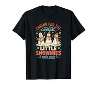 Caring for The Coolest Little Snowmies Peds Crew Xmas Value Graphic T-Shirt