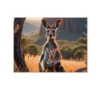 Caring kangaroo mother protects her young，Puzzle 1000 Piece Jigsaw Puzzles for Adults, Classic Puzzle Difficult Puzzle for Kids Teenagers Educational Game Toys Gift for Home Travel（50x70cm）-AG92