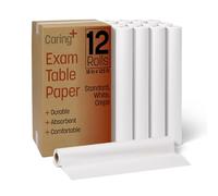 Caring Medical Exam Table Paper, Crepe Table Paper, 18 inches X 125 feet, Case of 12 Rolls, Ideal for Doctor Offices, Crafts, Spas, Tattoo Parlors, and more, Hygienic Disposable Surface Protection