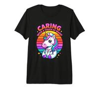 Caring with A Touch of Magic Unicorn Nurse Premium T-Shirt