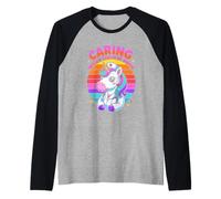 Caring with A Touch of Magic Unicorn Nurse Raglan Baseball Tee