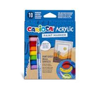 CARIOCA Acrylic Paint Markers for Easily Painting on All Surfaces - Brush Tip, High Coverage Water-Based Ink, Non-Drying (Box of 10 Acrylic Markers)