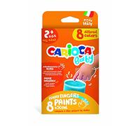 Carioca Baby Finger Tempera, Washable Tempera Set, Children Over 2 Years, Luminous Colours, Non-Toxic and Odorless, Dermatologically Tested with 8 Assorted Colours 50 ml
