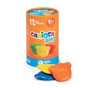 Carioca Baby Teddy Crayons 1+, Tube of 12 Coloured Crayons in Bear Shape, Crayons for Children from 12 Months, 12 Pieces