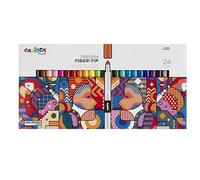 CARIOCA Colori Plus Prisma Fiber-tip, Colored Markers with Fiber Tip, Double Line, Super Intense and Light-Resistant Ink, Made in Italy (Box of 24 Markers)