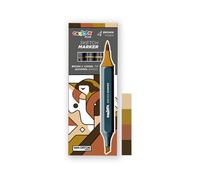 CARIOCA Colori Plus Sketch Marker Brown Markers Double Tip Chisel-Brush, Alcohol-Based Ink, Light Smell, Quick Drying (4 Brown Acrylic Markers)