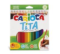 CARIOCA Jumbo Kids' Colour Markers - Super Washable Ink Felt-Tip Pens, Broad Blocked Tip, Maxi Octagonal Barrel, Gluten Free, Made in Italy (Box of 24 Markers)