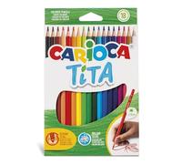 CARIOCA Jumbo Kids' Colour Markers - Super Washable Ink Felt-Tip Pens, Broad Blocked Tip, Maxi Octagonal Barrel, Gluten Free, Made in Italy (Box of 18 Markers)