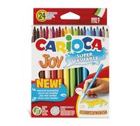 CARIOCA Jumbo Kids' Colour Markers - Super Washable Ink Felt-Tip Pens, Broad Blocked Tip, Maxi Octagonal Barrel, Gluten Free, Made in Italy (Box of 24 Markers)