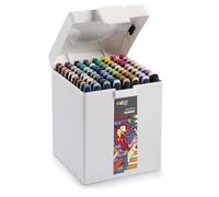 CARIOCA Jumbo Kids' Colour Markers - Super Washable Ink Felt-Tip Pens, Broad Blocked Tip, Maxi Octagonal Barrel, Gluten Free, Made in Italy (Box of 80 Markers)