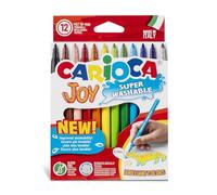 CARIOCA Jumbo Kids' Colour Markers - Super Washable Ink Felt-Tip Pens, Broad Blocked Tip, Maxi Octagonal Barrel, Gluten Free, Made in Italy (Box of 12 Markers)