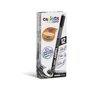Carioca Oops Black Pens | Rechargeable Erasable Pens Set for School and Office with Hood, Double Rubber and Ergonomic Grip, Black Pens, 12 Pieces
