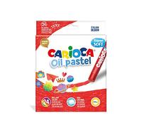 CARIOCA Oil Pastel, Maxi Oil Colored Pencils, Oil Colored Pencils Set for Children, for Coloring on Paper, Cardboard, Canvas and Wood, Assorted Luminous Colors, 24 Pieces