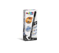Carioca Oops Black Pens | Rechargeable Erasable Pens Set for School and Office with Hood, Double Rubber and Ergonomic Grip, Black Pens, 12 Pieces