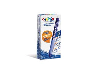 Carioca Oops Blue Erasable Pens | Box 12 of Blue Refillable Erasable Pens with Thermosensitive Ink | Retractable Pen | Textured Grip | Tip Ø 0.7 mm | 12 Pieces