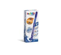 CARIOCA Oops Blue Pens | Erasable Ballpoint Pen, Refillable Pen Set for School and Office with Eraser and Ergonomic Handle, Blue Pens, Pack of 12