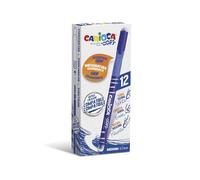 CARIOCA OOPS Erasable Pens, Blue, Box of 12-0.7 mm Tip, Ergonomic Triangular Grip, Double Eraser, Thermosensitive Ink, Compatible Refills (12 Blue Erasable Pens)
