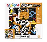 Carioca Set of 4 velvet illustrations for colouring | Helps develop dexterity and creativity | In collaboration with Van Orton | 4 pcs | Design Art