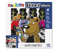 Carioca Set of 4 Velvet Illustrations for Colouring |Helps Develop Dexterity and Creativity | in Collaboration with Cento Canesio | 4 pcs | Grafitti Design