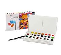 CARIOCA Solid Watercolors for Artistic Drawing - Easy to Mix, Bright Colors, High Coverage, Lightfast, Brush Included (Box of 24 Solid Watercolors)