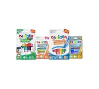 CARIOCA Tempera Set 34 Pieces: 10 Fabric Tempera for Fabrics, 6 Metallic Tempera, 6 Neon Tempera, 12 Classic Tempera - For School and Leisure (Kit of 4 Boxes Total 34 Pieces)