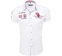Carisma Men's Short-Sleeved Shirt 97% Cotton - Casual Shirt with Embroidery for Men - Regular Fit Summer Shirt 9002