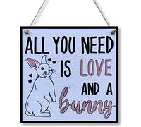 CARISPIBET All you need is love and a bunny pet owners decorative wall art home decoration bunny owners decorative hanging ornaments 8" x 8"