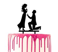 CARISPIBET cake topper groom proposing to bride engagement wedding cake decorative tool acrylic silhouette