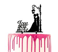 CARISPIBET Cake topper Love you more groom and bride hugging under lamp forehead kiss