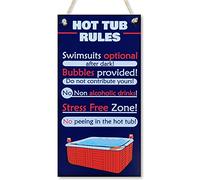 CARISPIBET Hot tub rules home signs house decoration signs bathroom funny decorative plaques 12" x 6"