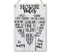 CARISPIBET House Rules Home signs house decoration plaques kitchen signs living room wall art welcome signs 12" x 8"