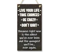 CARISPIBET Live your life! Take chances! Be crazy! Don't wait! | home decorative sign motivational and inspirational house decoration 12" x 6"