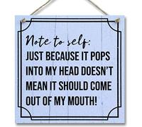 CARISPIBET Note to Self home signs funny signs house decorative plaques decorative wall art 8" x 8"