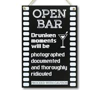 CARISPIBET Open Bar | Home decoration sign kitchen decorative party signs 12" x 8"